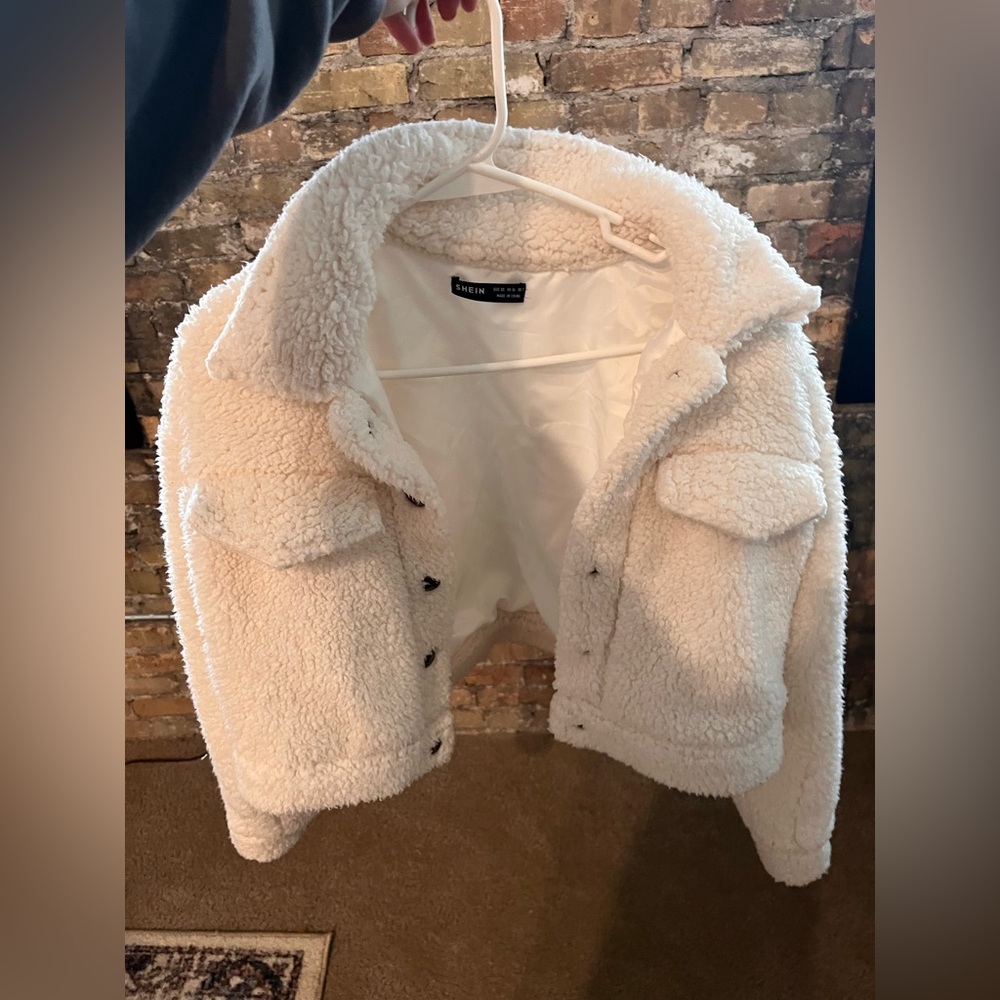 Cropped teddy jacket